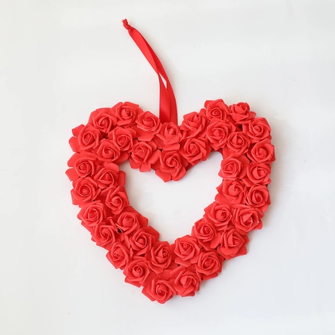 Ghirlanda A Forma Di Cuore San Valentino Fiore Di Rosa Artificiale Iuta Fiocco Buffalo Plaid Decorazione Per Matrimonio