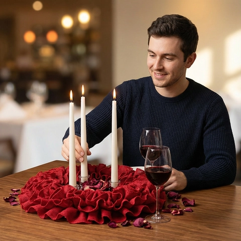 Ghirlanda Di Juta Rossa Tessuto A Balze Decorazione Per Porta Appesa Per Festa Di San Valentino Casa Matrimonio Atmosfera
