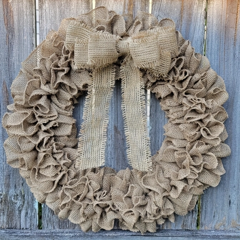 Rustic Burlap Wreath For Front Door Farmhouse Decorative Hanging Ornament With Large Bow Vintage Wall Decor Home Celebration
