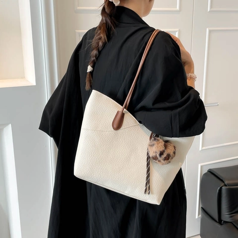 Borsa Tote Donna Grande Capacità in Ecopelle Martellata Borsa a Spalla Con Pendaglio Cuore Leopardato Semplice Borsa da Pendolare