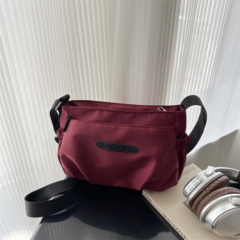 Damen Falten Nylon Schultertasche Minimalistischer Koreanischer Stil Praktische Kapazität Umhängetasche Mit Verstellbarem Gurt