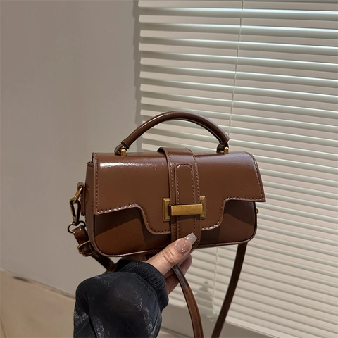 Borsa a Tracolla in Pelle PU Vintage da Donna Urban Minimalista Borsa a Patta con Fibbia in Metallo per il Pendolarismo Quotidiano