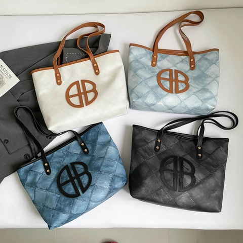 Damen Große Kapazität Gesteppte Shopper Tasche Vintage Minimalistisch PU Leder Schultertasche Naht Detail Mode Straßentrend Handtasche