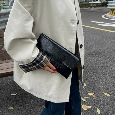 Bolso de Mano de Cuero PU con Textura Arrugada para Mujer Bolso de Noche Metálico Chic Cartera de Sobre para Banquetes y Fiestas