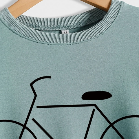 Women Crewneck Sweatshirt Cotton Blend Long Sleeve Bicycle Print Casual Enjoy The Ride Pullover