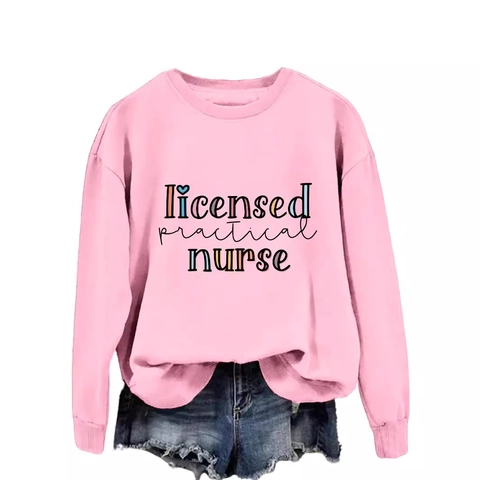 Γυναικείο Φούτερ Licensed Practical Nurse Με Εκτύπωση Στρογγυλή Λαιμόκοψη Μακρύ Μανίκι Μείγμα Βαμβακιού Casual Loose Fit