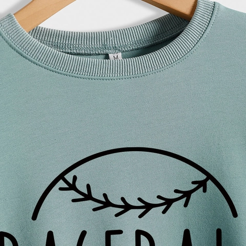 Felpa Donna Pullover Girocollo Manica Lunga Misto Cotone Baseball Grandma Stampa Lettere Casual Streetwear