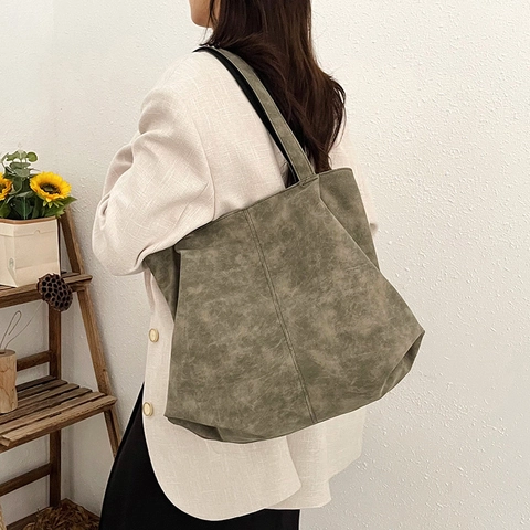 Borsa Tote Grande Da Donna In Pelle PU Opaca Retro Casual Borsa A Spalla Minimalista Geometrica Per Uso Quotidiano