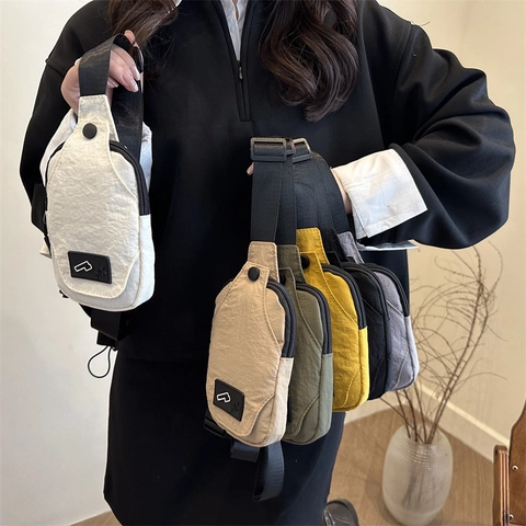 Borsa A Tracolla Da Donna In Nylon Borsa Da Petto Mini Leggera Resistente All'acqua Borsa Sling Casual Con Tracolla Regolabile Tinta Unita