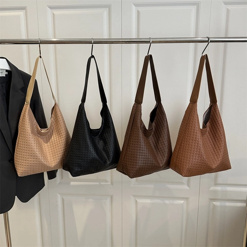 Damen Gewebte Schultertasche Retro Große Kapazität Kunstleder Tragetasche Minimalistische Hobo Handtasche Für Den Täglichen Weg