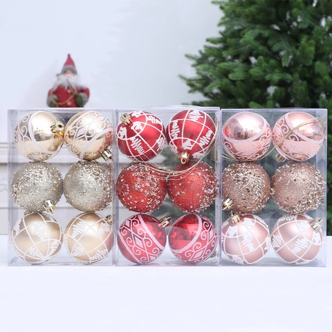 Christmas Ball Ornaments Plastic Painted Glitter Textured Festive Tree Hanging Decorations Holiday Decor