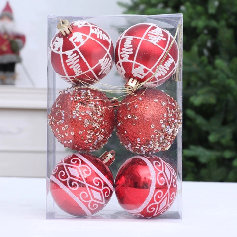 Christmas Ball Ornaments Plastic Painted Glitter Textured Festive Tree Hanging Decorations Holiday Decor