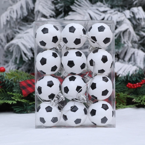 Ornamenti Natalizi da Appendere a Forma di Pallone da Calcio Bianco e Nero Decorazioni per Feste a Tema Sportivo Casa