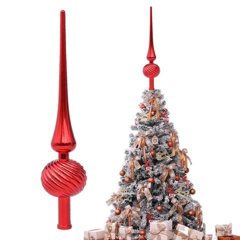 Classic Spire Christmas Tree Topper Plastic Electroplated Spiral Ball Finial Tree Ornament For Holiday Home Party Decoration