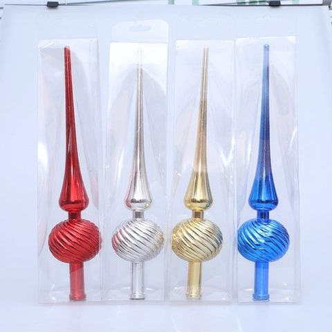 Electroplated Plastic Christmas Tree Topper Spire Spiral Finial Star Tree Top Ornaments Festive Holiday Seasonal Home Decoration