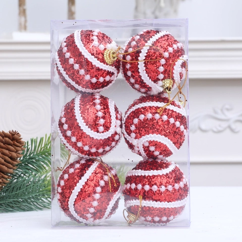 Christmas Ball Ornaments With Artificial Pearl Chain And Glitter Foam Hanging Baubles For Holiday Tree Decoration