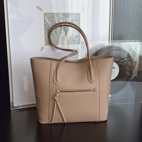 Borsa Tote Donna Grande Capacità Pelle PU Grana Litchi Borsa a Spalla Con Pendente Orsetto Peluche Handbag Vintage