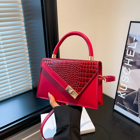 Dames Mode Krokodil Reliëf PU Leer Handtas Grote Capaciteit Crossbody Tas Met Verstelbare Riem Gouden Slot Schoudertas