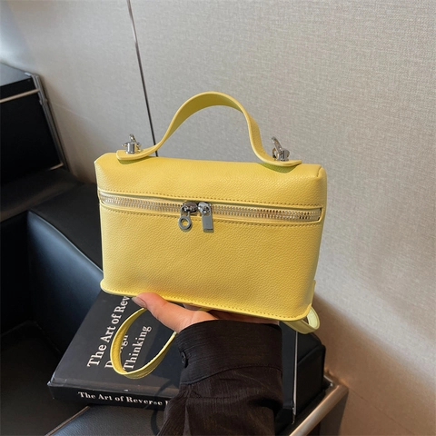 Bolso Bandolera Para Mujer De Cuero PU Grano Lichi Mini Bolso De Mano Caja Vanity Con Asa Y Correa Ajustable
