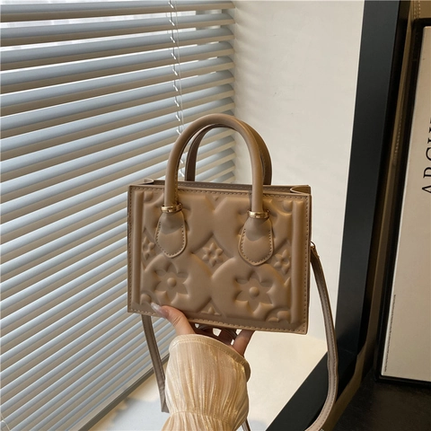 Damen Mode Blumenprägung PU Leder Schultertasche Vintage Kleine Quadratische Umhängetasche Mit Verstellbarem Riemen 2025