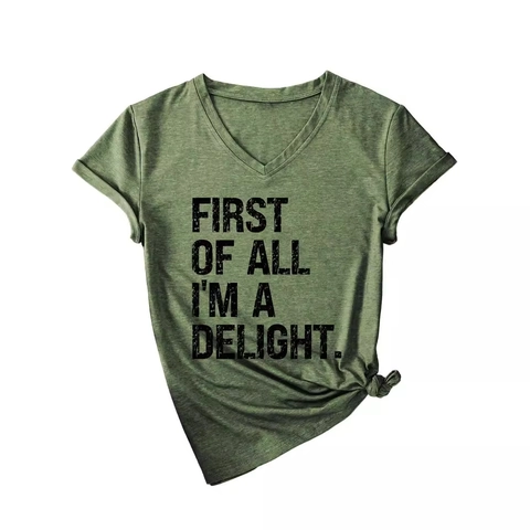 Maglietta Da Donna Con Scollo A V Maniche Corte Misto Cotone Stampa Slogan Nodo All'orlo Top Estivo Casual