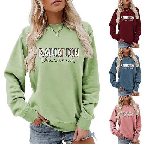 Felpa Radiation Therapist Donna Girocollo Maniche Lunghe Stampata Misto Cotone Pullover Casual
