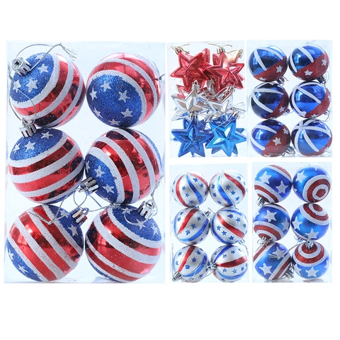 Ornamenti Appesi Patriottici Giorno Dell'Indipendenza Plastica Bandiera Americana Stella Striscia Palle Decorative Per Festa Casa Pendente