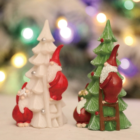 Simpatico Ornamento in Resina per Albero di Natale Con Gnomo Arrampicatore Statuetta da Tavolo Luminosa a LED per Decorazione Casa
