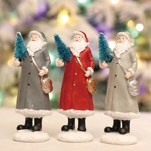 Kerstman Hars Ornament Figuur Met Boom en Zak Tafeldecoratie Voor Feestdagen Thuis Kerstmis Cadeau