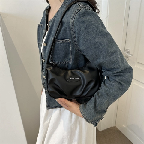 Borsa Sottoascella Da Donna Pelle PU Pieghettata Borsa A Spalla Moda Versatile Borsa A Mano Design Di Nicchia Mezzaluna