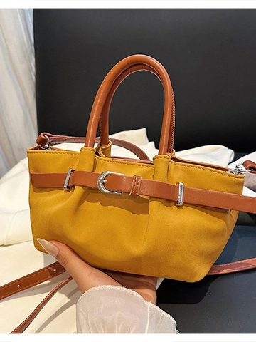Borsa Tote Minimalista in Pelle PU Smerigliata per Donna Borsa a Tracolla Vintage Con Fibbia a Cintura Piccola Borsa Quadrata