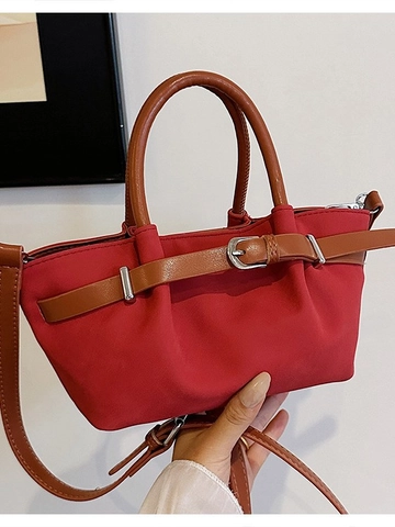 Borsa Tote Minimalista in Pelle PU Smerigliata per Donna Borsa a Tracolla Vintage Con Fibbia a Cintura Piccola Borsa Quadrata