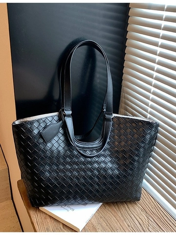 Damen Große Kapazität Gewebte Tragetasche PU Leder Intrecciato Umhängetasche Retro Vielseitige Pendler Handtasche Für Büro Alltag