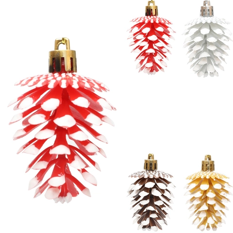 Adornos Colgantes de Piña de Navidad Piñas de Plástico con Nieve para Árbol de Navidad Decoración de Fiesta en Casa