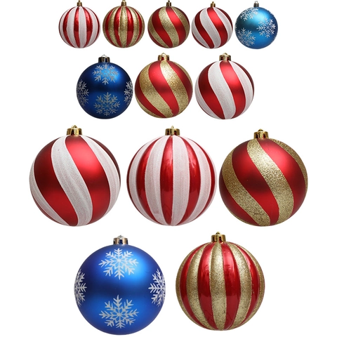 Grandes Boules De Noël En Plastique Motif Rayé Citrouille Flocon De Neige Décorations Pour Arbre Mariage Fête Décor Suspendu