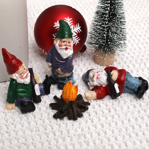 Lustiges Garten Gnom Statue Set Harz Betrunkene Gnome Figuren Für Outdoor Terrasse Hof Miniatur Lagerfeuer Mikro Landschaft Deko