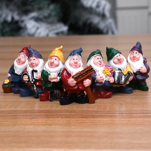 Figurita de Resina de Gnomo de Jardín de Navidad Enanos en Miniatura de Cuento de Hadas Con Letrero de Bienvenida