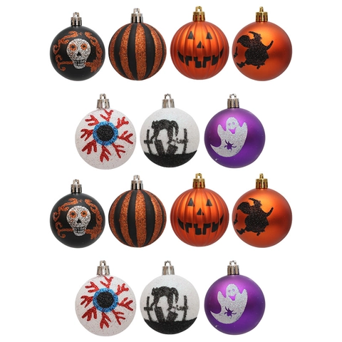 Halloween Palle Decorative Appese Ornamenti Plastica Dipinta Glitter Teschio Zucca Fantasma Oggetti Di Scena Per Feste