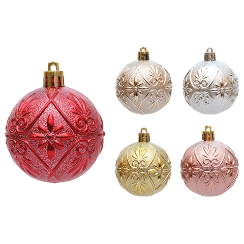 Reliëf Bloem Kerstballen Ornamenten Vergulde Kerstboom Hangende Hangers Voor Vakantie Feest Huis Decoratie Multi Kleur