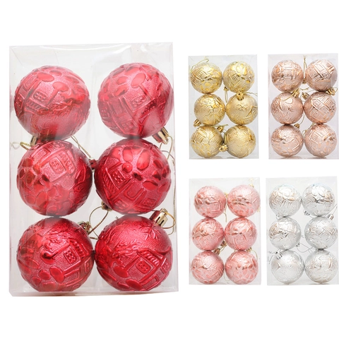 Palline Di Natale Plastica Rilievo 3D Goffrato Elettroplaccato Ornamenti Da Appendere Per Decorazione Albero