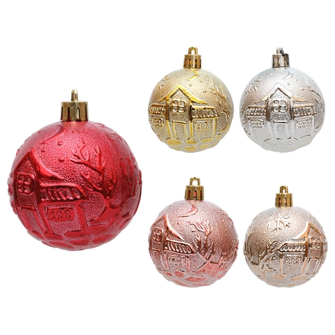 Palline Di Natale Plastica Rilievo 3D Goffrato Elettroplaccato Ornamenti Da Appendere Per Decorazione Albero