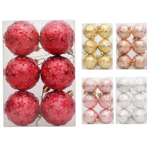 Electroplated Plastic Christmas Ornaments Star Pattern Baubles For Holiday Tree Decoration Party Home Supplies Multi Color