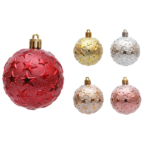 Boules de Noël avec Gaufrage en Forme d'Étoile en Plastique Électroplaqué Ornements Pour Sapin de Noël Fête Décoration Maison Articles de Fête