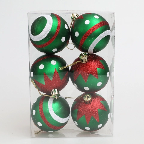 Palle di Natale Dipinte Decorazioni da Appendere in Plastica Infrangibile Rosso Verde Bianco Glitter Ornamento Festivo