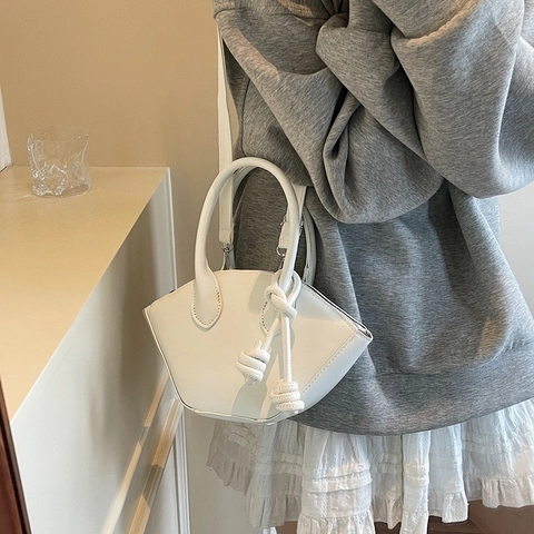 Women's Urban Minimalist PU Leather Crossbody Bag With Knot Decor Vintage Dumpling Handbag Commuter Shoulder Bag 2025 Summer New
