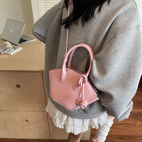 Niche Designer Fashion Bucket Bag For Women PU Leather Shoulder Crossbody Bag With Knot Decor 2025 Summer New Style