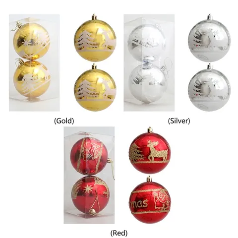 Bolas de Navidad Pintadas Con Patrón de Reno y Árbol Adornos de Plástico Irrompible Decoraciones Colgantes de Fiesta