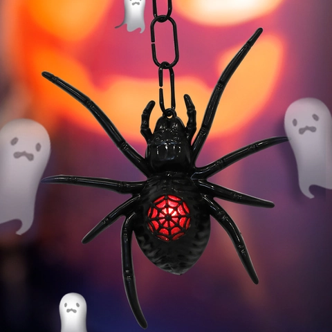 Διακόσμηση Κρεμαστή Αράχνη Halloween Πολύχρωμη Φωτεινή LED Πολύχρωμο Πλαστική Αράχνη Μαύρο Λευκό για Πάρτι