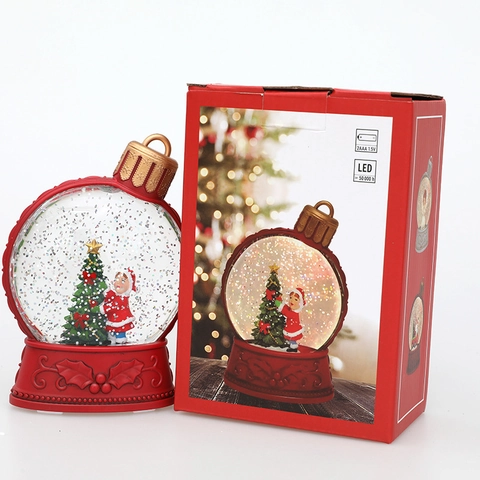 Lanterna Palla di Neve di Natale con Acqua LED Luminoso Ornamento Glitter Babbo Natale Angelo Pupazzo di Neve Decorazioni Natalizie Regalo