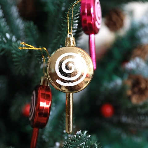 Ornamenti A Lecca Lecca Per Albero Di Natale In Plastica Galvanizzata Con Spirale Di Glitter Bianchi Decorazioni Appese Novità